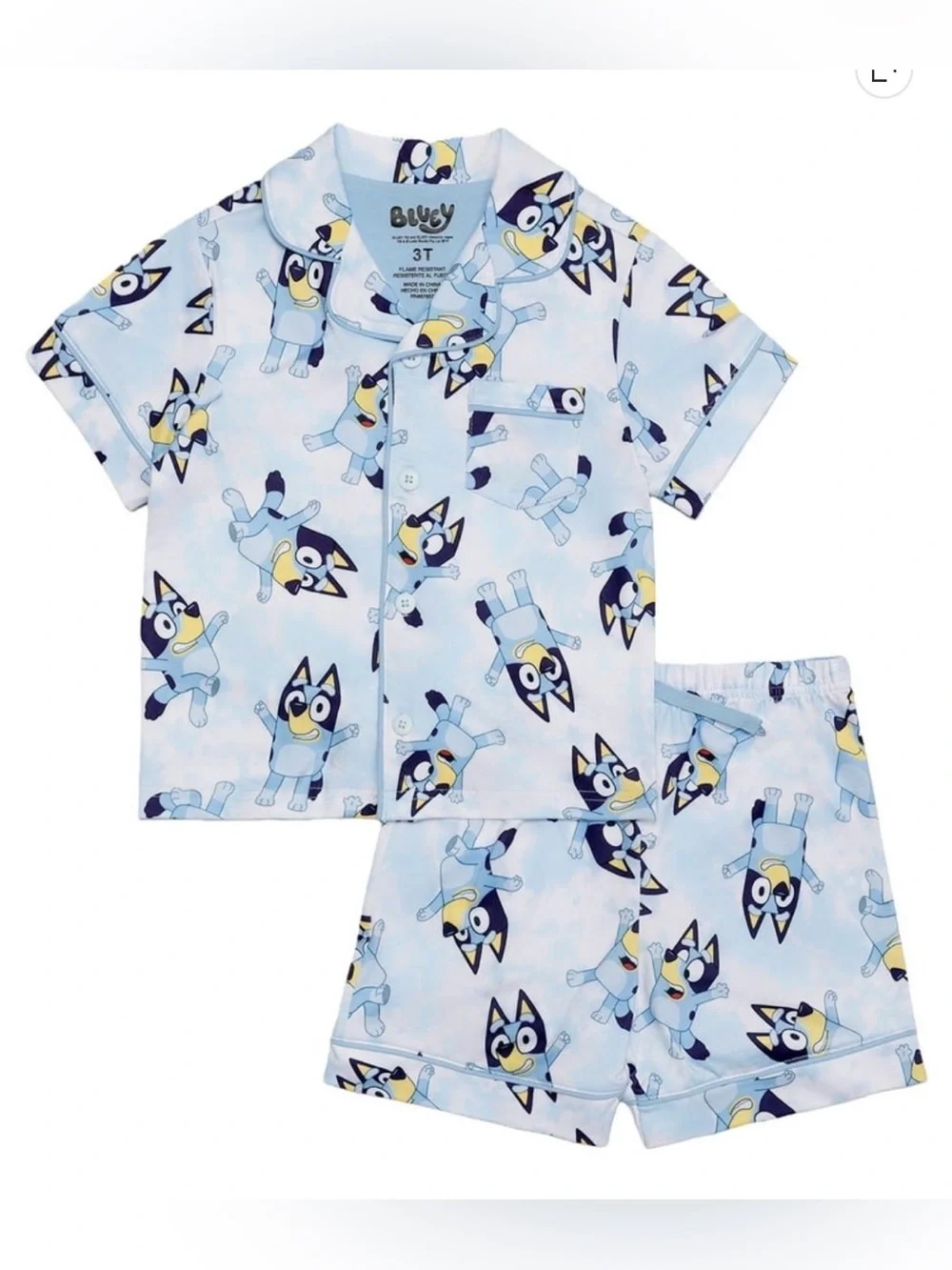 Bluey Light Blue Toddler Girl Super Soft Pajama 2-Piece Short Set, Size 5T NWT's